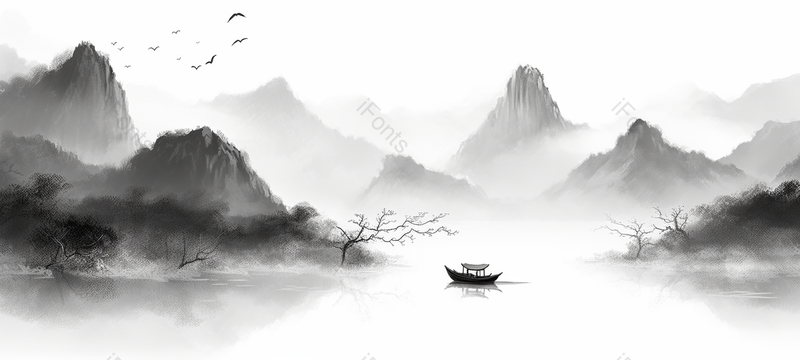 中国风黑白水墨山水画,插画/手绘图,插画/手绘图库,插画/手绘图下载,插画/手绘